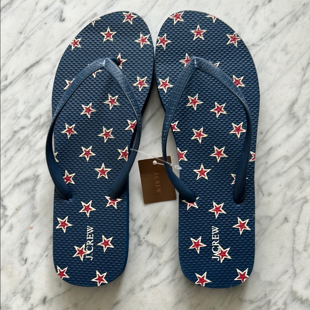 J.Crew Blue Star Flip Flops